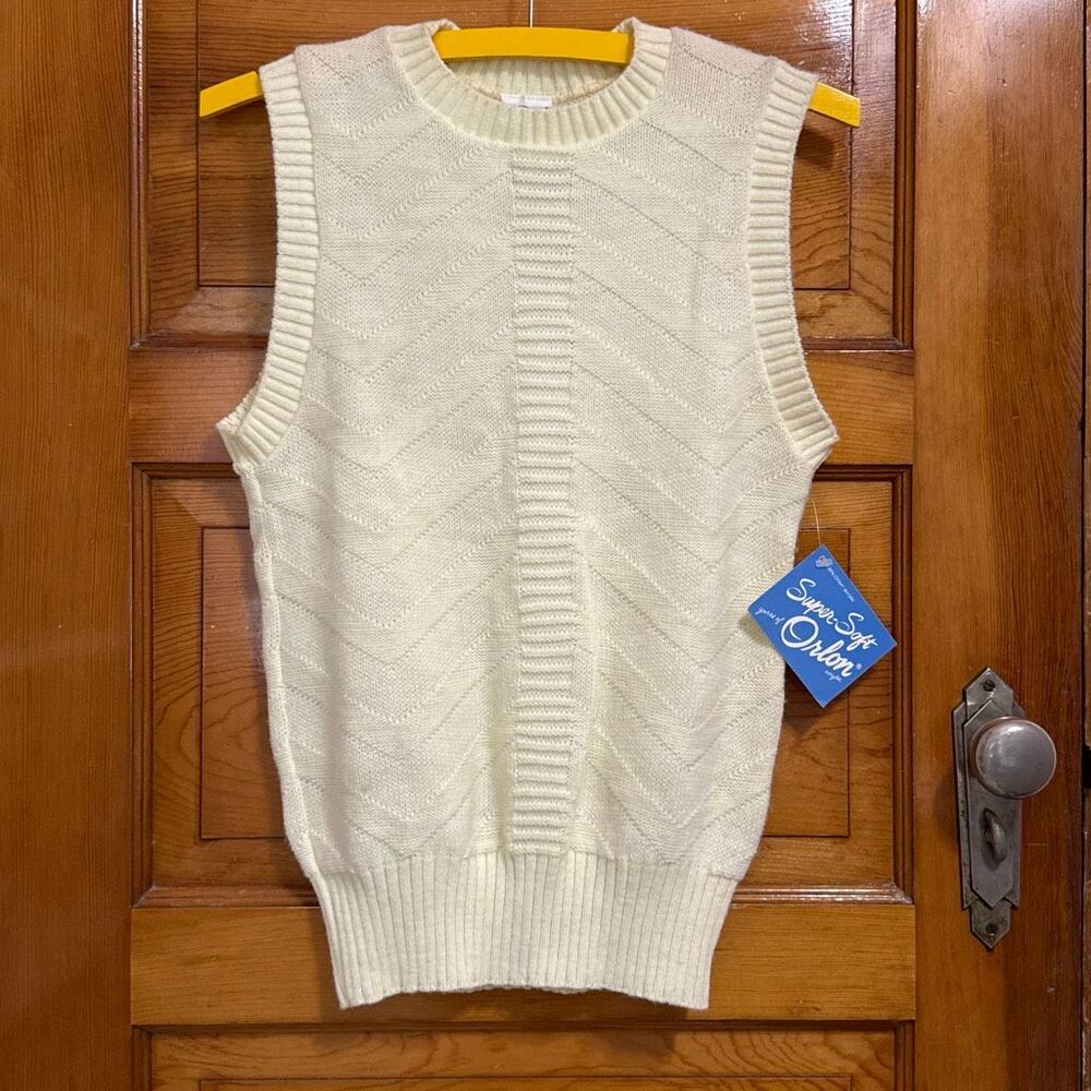 Garan Pale Yellow Acrylic Orlon Vintage Sweater Vest Women’s Small